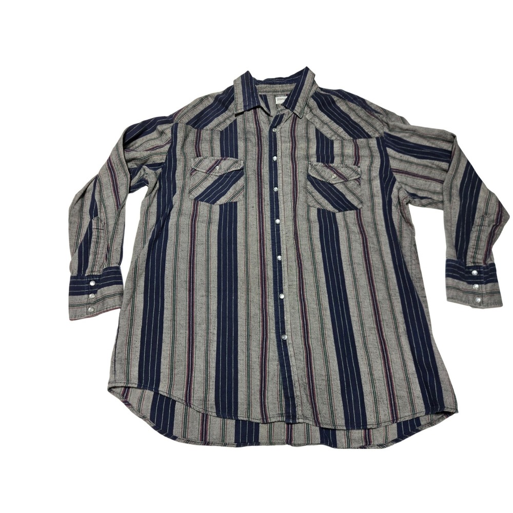 Sheplers Vertical Striped Western Shirt Men's XL Cotton‎ Pearl Snap